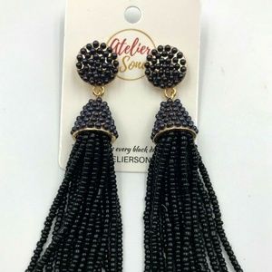 Black Dangle Earrings "NYC Dreams" Beaded